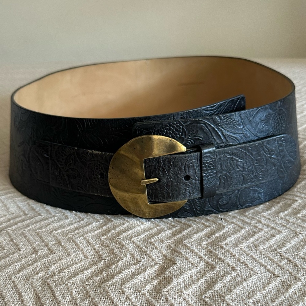 Saks Fifth Ave Embossed Wide Leather Belt L
